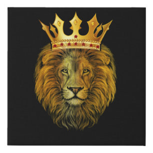 Gold Crown King Lion For Men Father Faux Canvas Print