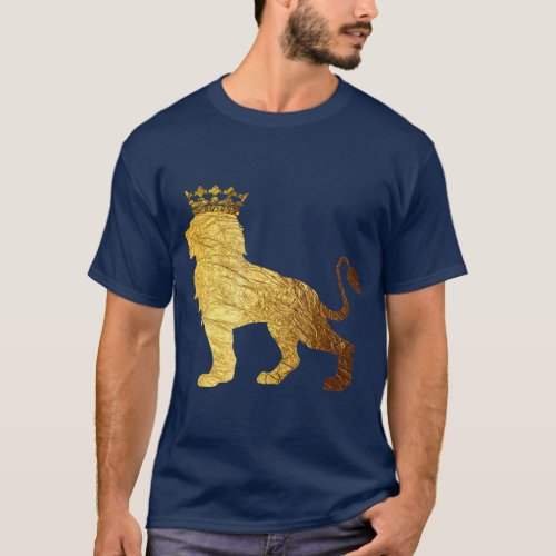 Gold Crown King Lion  for MenCool Boy Lion T_Shirt
