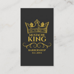 Gold Crown King Mustache Barbershop Business Card