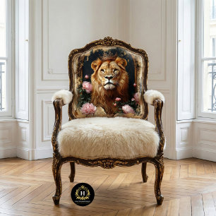 Gold Crown Lion Pink Floral Vintage Decoupage Tissue Paper