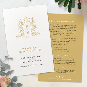Gold crown monogram wedding guest information
