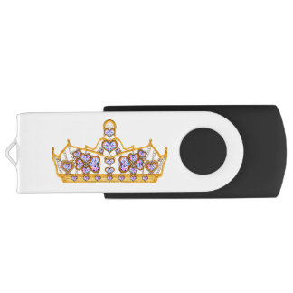 gold crown of heart diamonds bright fashion flash drive