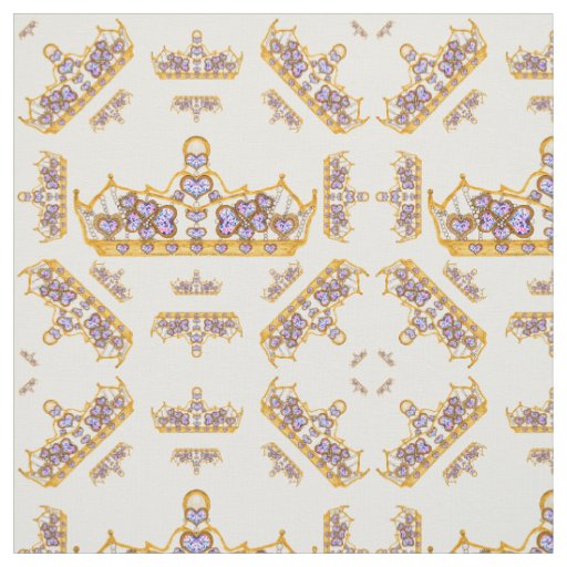 gold crown of heart diamonds fabric