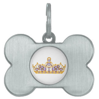 gold crown of heart diamonds pet ID tag