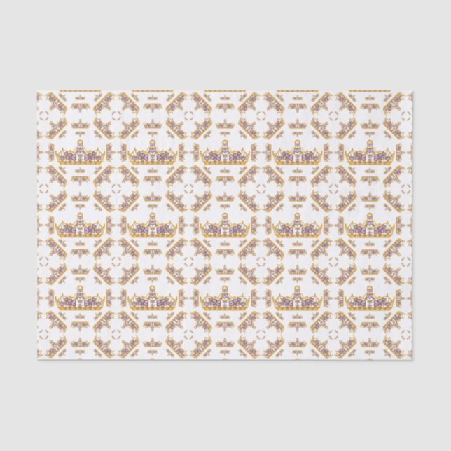 gold crown of heart diamonds tissue paper (Front)