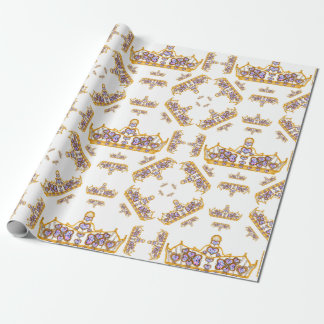 gold crown of heart diamonds wrapping paper