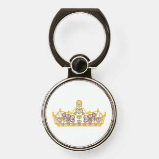 gold crown of hearts diamonds pearls tiara phone ring stand