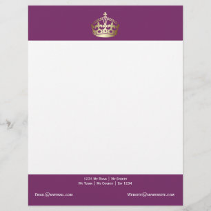Gold Crown On Purple Background Letterhead