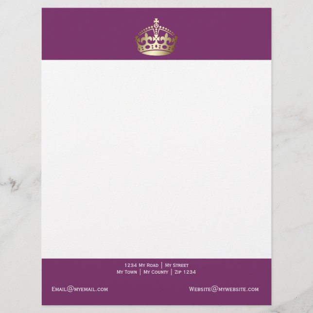 Gold Crown On Purple Background Letterhead (Front)