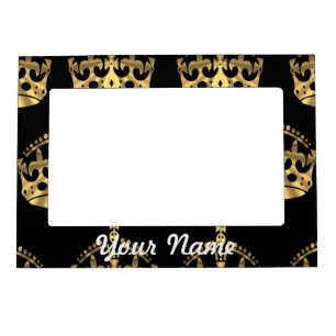 Gold crown pattern on black magnetic picture frame