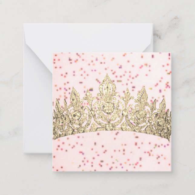Gold Crown Pink Speckles Note Card (Front)