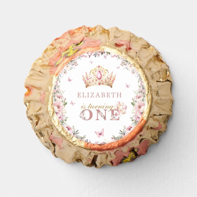 Gold Crown Princess Girl 1st Birthday Reese's Peanut Butter Cups (Front)
