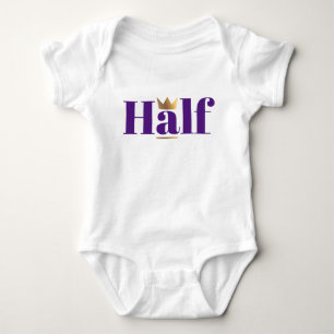 Gold Crown Purple Half Birthday Baby Bodysuit