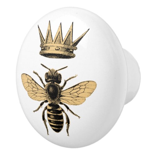 Gold Crown Queen Bee Ceramic Pull