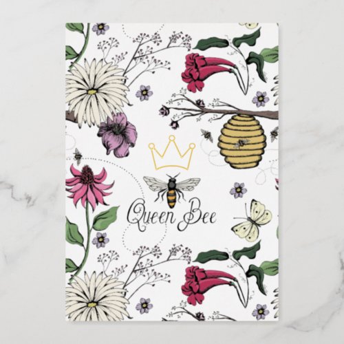 Gold Crown Queen Bee Mommy You Rule Mothers Day Foil Holiday Card