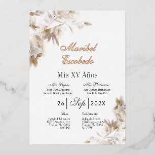Gold crown quinceañera  foil invitation