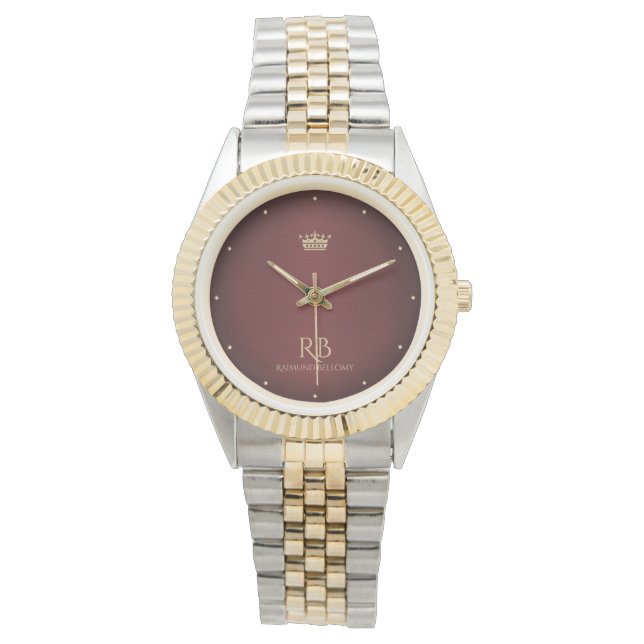 Gold Crown Red  Metallic Watch (Front)
