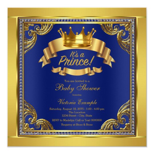 Gold Crown Royal Blue Gold Prince Baby Shower Invitation | Zazzle.com