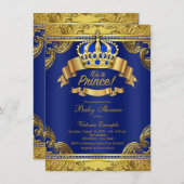 Gold Crown Royal Blue Prince Boy Baby Shower Invitation (Front/Back)