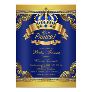 Gold Crown Royal Blue Prince Boy Baby Shower Invitation Gold Crown Royal Blue Prince Boy Baby Shower Invitation