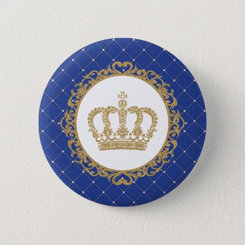 Gold Crown Royal Blue Prince Shower 1st Birthday Button