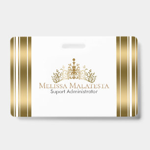 Gold Crown & Stripes Modern Design Badge