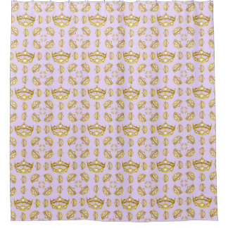 gold crown tiaras pale lilac shower curtain