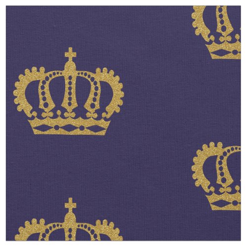 Gold Crown Vintage Blue Fabric