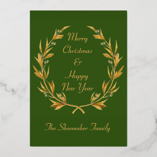 Gold Crown Wreath Foil Holiday Card