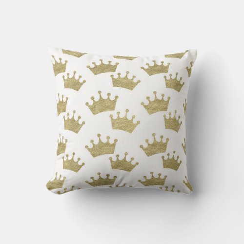 Gold Crowns Fairytale Prince Storybook Decor Throw Pillow