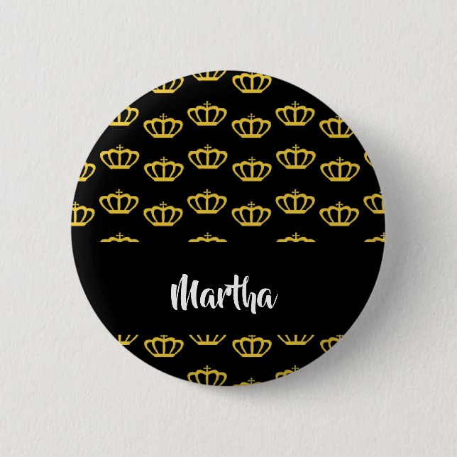 Gold crowns on black button (Front)