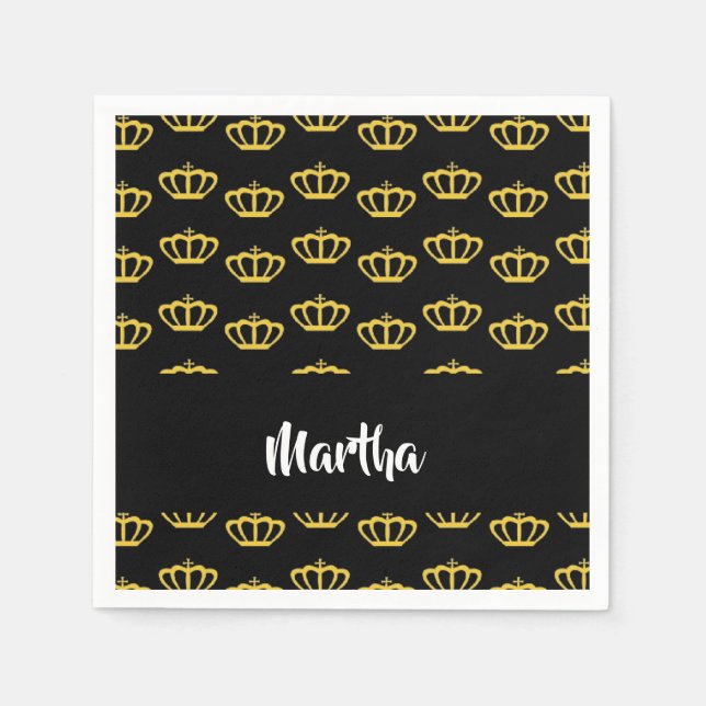 Gold crowns on black napkins (Front)