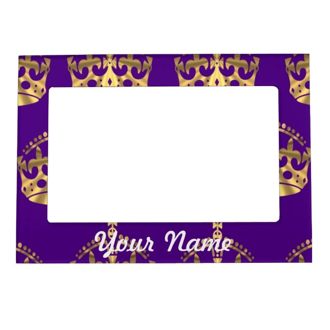 Gold crowns on purple magnetic photo frame (Front)