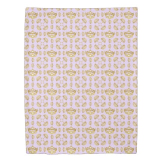 gold crowns tiaras pale lilac duvet cover