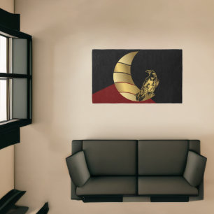 Gold Crows, Black Bird Raven Rug
