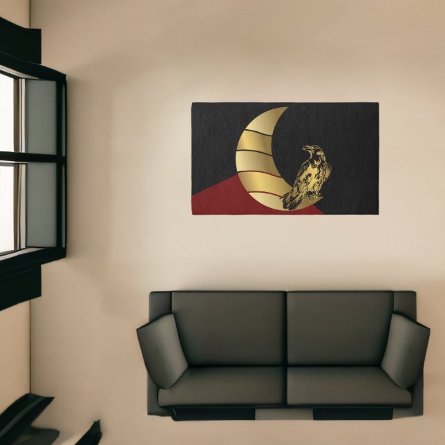 Gold Crows, Black Bird Raven Rug (Insitu (Indoor 1))