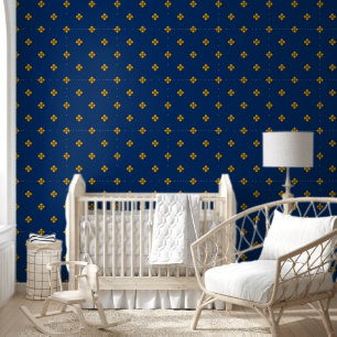 Gold Cruciferous Flowers on Deep Blue Wallpaper