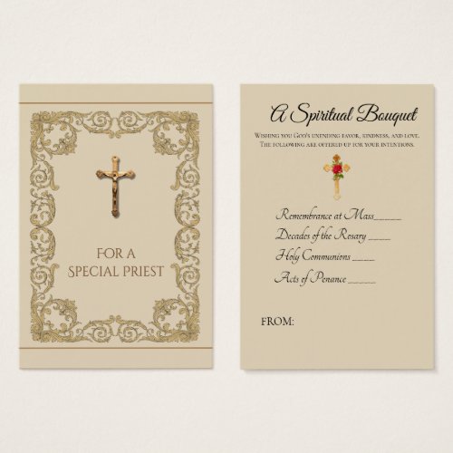 Gold Crucifix Priest Spiritual Bouquet Holy Cards