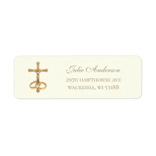 Gold Crucifix & Wedding Rings Label