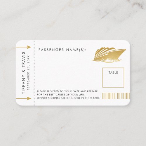Gold Cruise Ticket Boarding Pass Place Escort Card