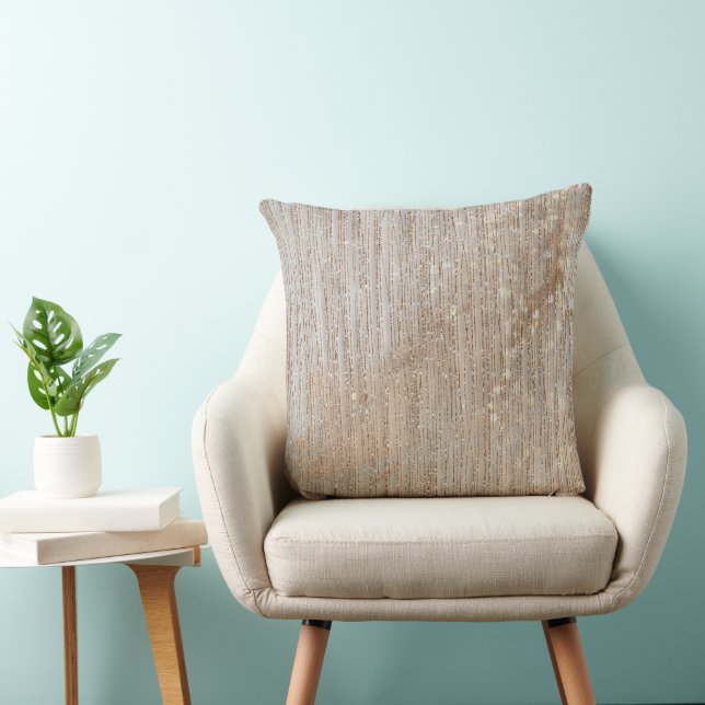 Gold Crystal Glitter Curtain  Throw Pillow (Chair)