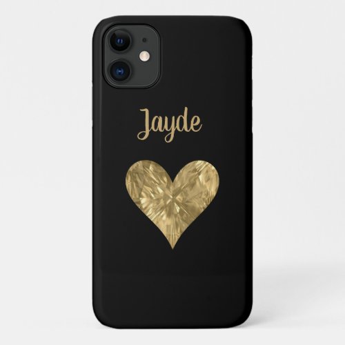 Gold Crystal Personalized Heart Mobile Phone Case