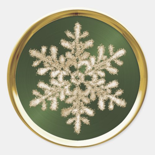 Gold Crystal Snowflake on Green Seal