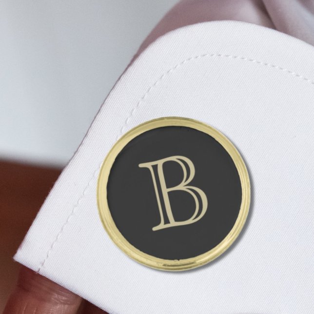 Gold Cufflinks for Groom Custom Wedding Monogram (Gold Cufflinks for Groom Custom Wedding Monogram)