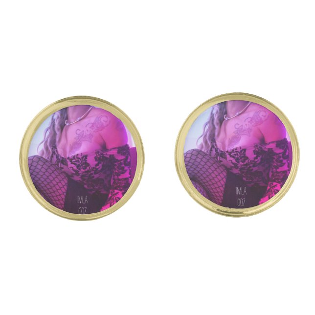 Gold Cufflinks with Tatted Model (Front)