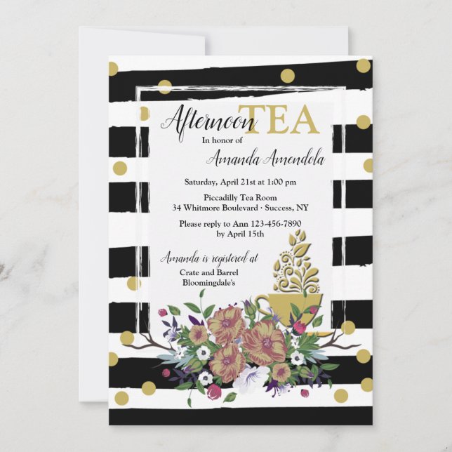 Gold Cup of Tea Invitation (Front)