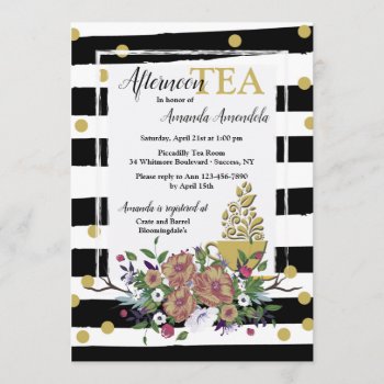 Gold Cup Of Tea Invitation by CottonLamb at Zazzle