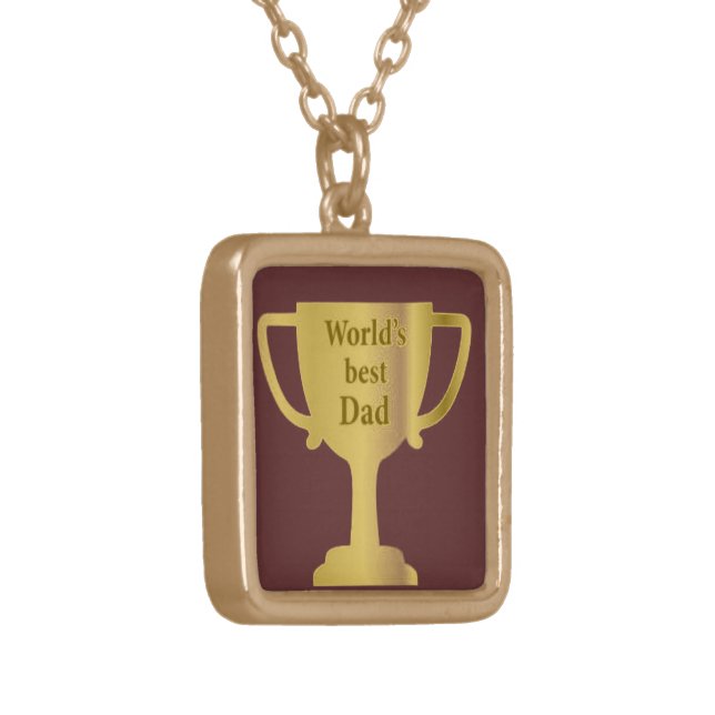 Gold Cup World's Best Dad Plated Necklace (Front Left)