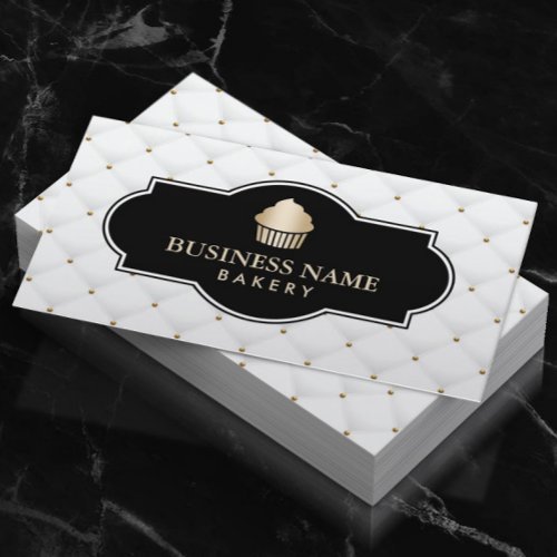 Gold Cupcake Bakery Luxury Quilted Business Card