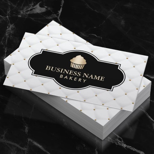 Customizable Gold Cupcake Bakery Luxury Quilted Business Card